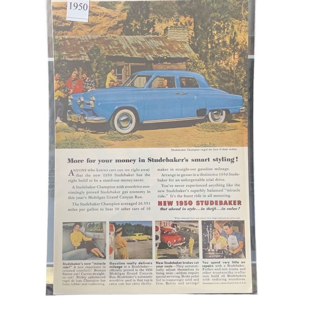 Vintage 1950 Studebaker Champion 4 Door Smart Styling  Advertisement Ad Advertis